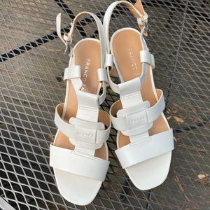NWT Franco Sarto White Leather Wedges (size 6.5)